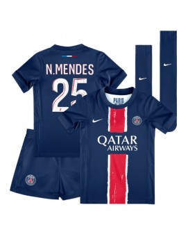 Detské Futbalové oblečenie Paris Saint-Germain Nuno Mendes #25 2024-25 Krátky Rukáv - Domáci (+ trenírky)